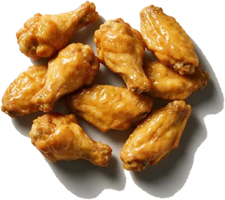 Alitas de pollo en salsa de miel mostaza, con glaseado dorado mate